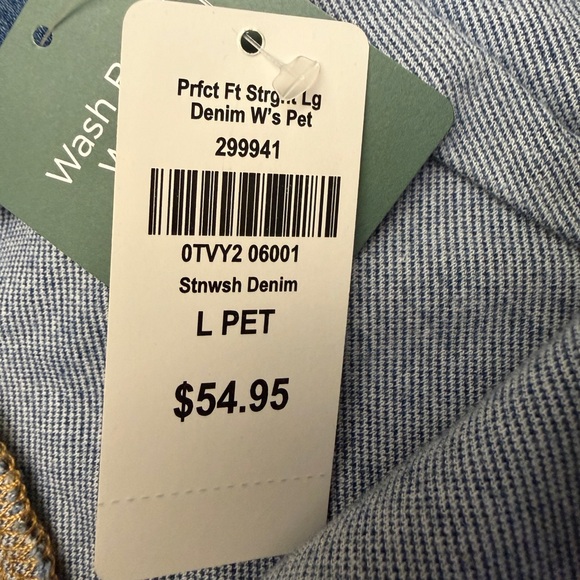 L.L. Bean Perfect Fit Pants, Denim Straight-Leg - size petite L - stonewashed - Picture 6 of 7